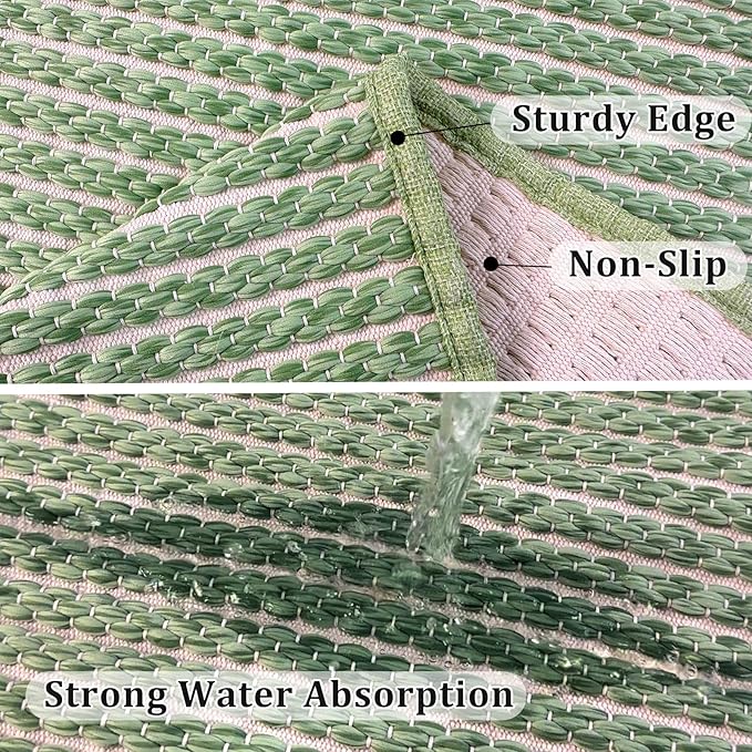 Braided Bathroom Runner Rug,Super Absorbent 24"x48" Non Slip Bath Mats for Bathroom,Boho Runner Rugs for Hallyways,Kitchen,Bedroom,Washable Soft Shower Sink Mat,Sage Green