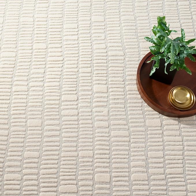 Dash & Albert Roark Ivory Hand Tufted Wool Rug, 2.5 X 8 Feet, Grey/Ivory Geometric Pattern