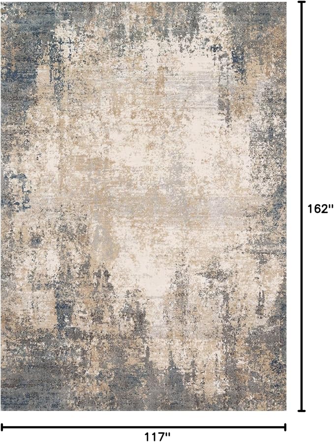 Loloi Teagan Collection TEA-08 Ivory/Mist 9'-9" x 13'-6" Area Rug, Large, Soft Neutral Rug, High-Traffic for Living Room, Bedroom, Home Office, Dining Area