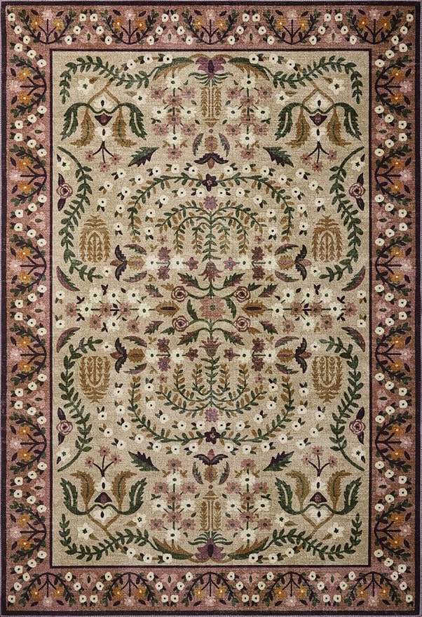 Loloi Rifle Paper Co. Canopy Collection CNP-03 Aubergine 5'-0" x 5'-0" Round Accent Rug