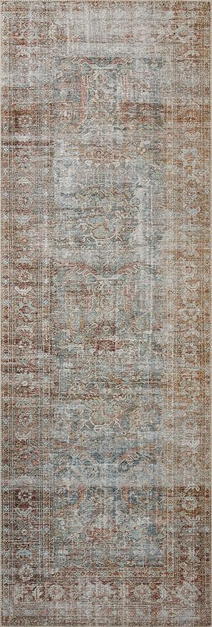 Loloi Chris Loves Julia Jules Collection JUL-05 Lagoon/Brick 2'-6'' x 12'-0'', .13" Pile Height, Runner Rug
