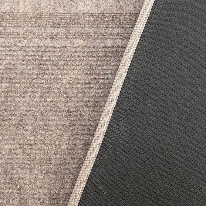 English Home Custom Size Anti Slip Striped Design Light Weight Durable TPR Backing Thin Pile Runner Rug (26" x 13')