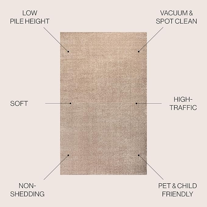 JONATHAN Y Haze Solid Low-Pile Beige Indoor Area Rug 3x5, Coastal,Bohemian,Minimalist,Classic, Easy-Cleaning for Living Room,Bedroom,Kitchen,Pet Friendly,Non-Shedding (SEU100G-3)