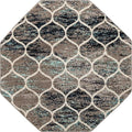 Rugs.com Lattice Frieze Collection Rug – 5' Octagon Blue Multi Medium Rug Perfect for Living Rooms, Kitchens, Entryways