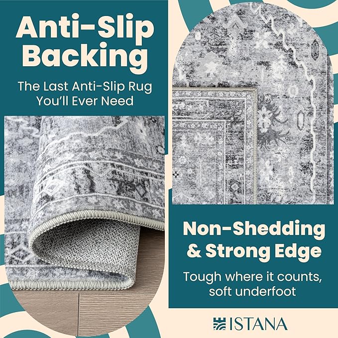 Istana 3x5 Area Rug - Grey Modern Rugs for Living Room 3x5 - Foldable Rugs for Bedroom/Living Room Rug - Stain Resistant Washable Rug - Eco-Friendly Small Area Rugs
