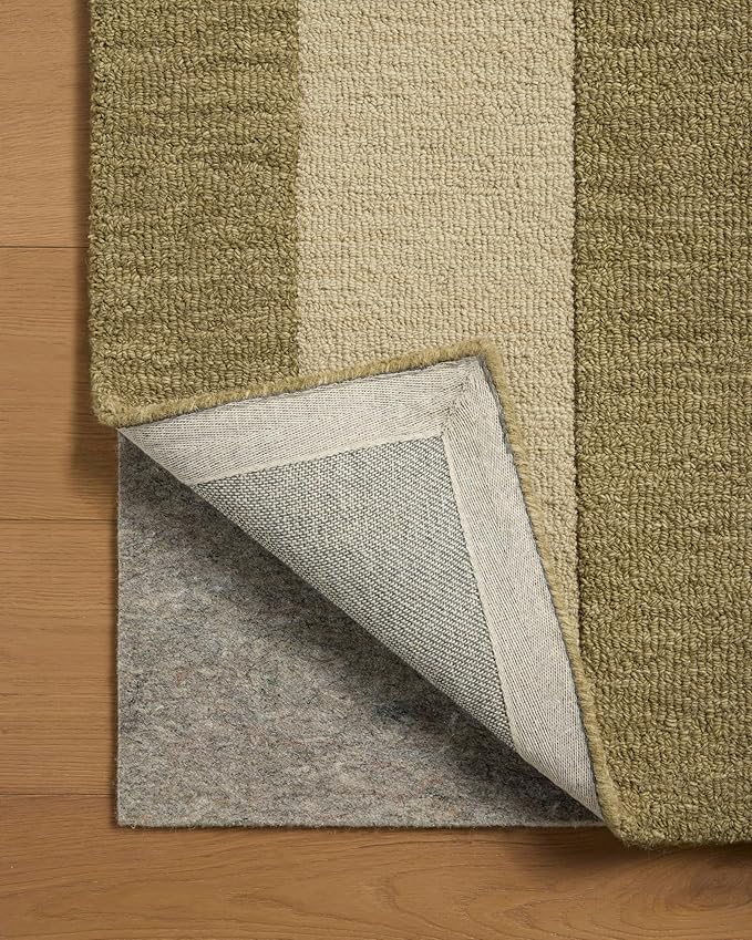Loloi Leanne Ford Craven Collection CVN-01 Light Olive/Oatmeal 2'-6" x 9'-9" Runner Rug Geometrical, Patterned, Neutral, Hallway, Kitchen, Mudroom, and Bathroom