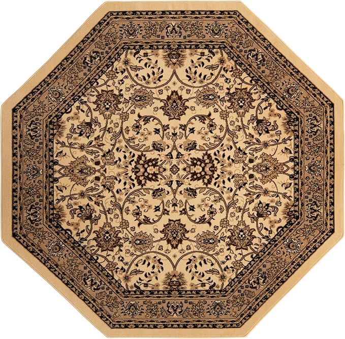 Unique Loom Sialk Hill Collection Area Rug - Washington (7' 10" Octagon Ivory/Black)