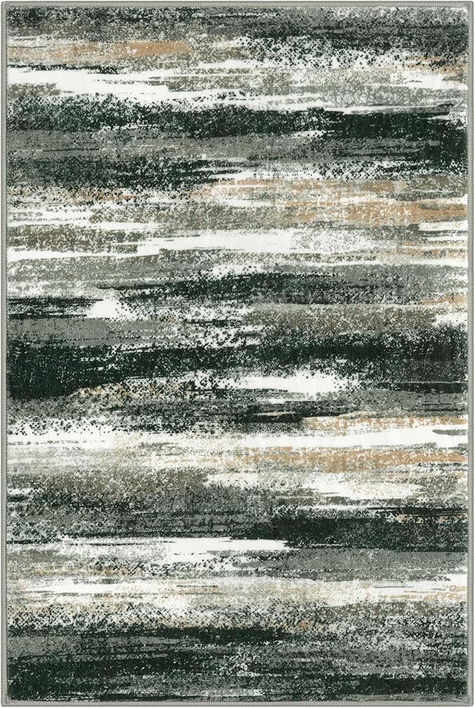 Modern Abstract Entryway Rug Indoor 2x3 Washable Rug Non-Slip Soft Small Area Rug Forest Green Kitchen Mats Thin Print Faux Wool Floor Carpet Throw Rugs for Entrance Bedroom