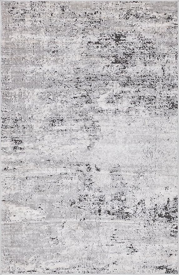 Rugs.com Leipzig Collection Area Rug – 5X8 Grey Low-Pile Rug Perfect for Bedrooms, Dining Rooms, Living Rooms