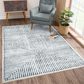 Bloom Rugs Caria Washable Non-Slip 4x6 Rug - Ivory/Black Striped Area Rug for Living Room, Bedroom, Dining Room, and Kitchen - Exact Size: 4' x 6'