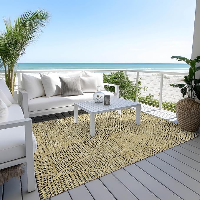 Addison Rugs Chantille ACN591 Gold 2'6" x 3'10" Indoor Outdoor Area Rug, Easy Clean, Machine Washable, Non Shedding, Bedroom, Living Room, Dining Room, Kitchen, Patio Rug