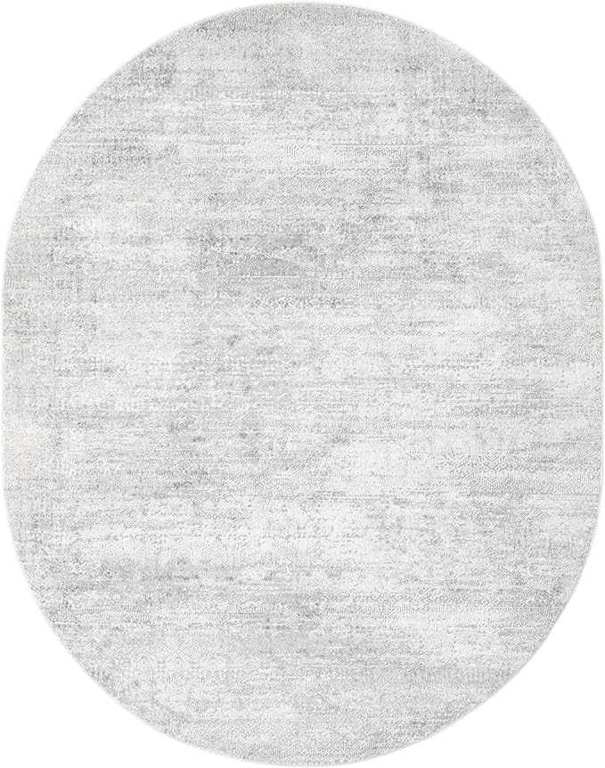 Unique Loom Finsbury Collection Area Rug - Sarah (7' 10" x 10' Oval, Gray/ Ivory)