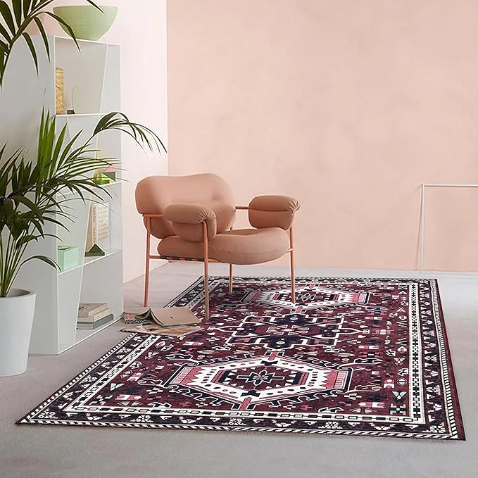 Fame Living Faded Oushak Rug, Turkish Vintage Floral Pastel Large Oversized Area Rugs for Living Room Dining Bedroom Kitchen Bathroom Nursery (848CrNv, 2' x 3')