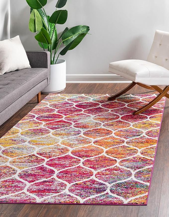 Rugs.com Lattice Frieze Collection Rug – 2' x 3' Multi Medium Rug Perfect for Living Rooms, Large Dining Rooms, Open Floorplans
