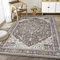 Bloom Rugs Washable Non-Slip 4' x 6' Rug - Dark Brown Traditional Medallion Area Rug for Living Room, Bedroom, Dining Room, and Kitchen - Exact Size: 4' x 6'