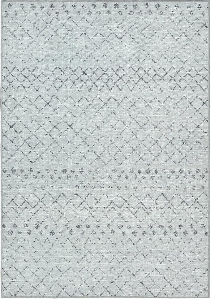 GLN Rugs Contemporary Collection - Machine Washable Area Rug, Contemporary Washable, Non Slip, Low Pile Chenille Rug, Living Room, Bedroom, Kitchen Rug (4' x 6' Gray 0166)
