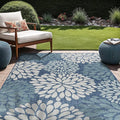 Beverly Rug Outdoor Rug 5x7 Modern Exotic Tropical Leaf Area Rugs for Indoor and Outdoor Patio Deck Porch Garden Water Resistant Washable Outside Carpet (5 x 7 Blue)