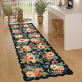 DUKINO 2x6 Runner Rug for Hallway, Washable Kitchen Rug with Non Slip Backing & Non-Shediing, Soft Low Pile Floral Design Runner for Bedroom, Kithchen, Living Room, Laundry, Bathroom, Navy Blue