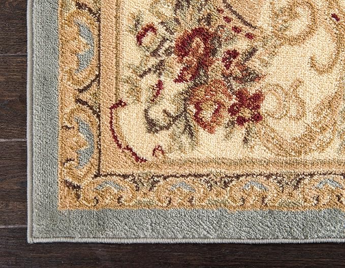 Rugs.com Chateau Collection Rug – 6 Ft Runner Light Blue Medium Rug Perfect for Hallways, Entryways