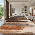 Ciicool Modern Abstract Rug for Living Room, 10'x14' Machine Washable Area Rug Non-Slip Rug, Low-Pile Contemporary Indoor Dining Floor Carpet for Bedroom Office Under Table Home Decor Brown Black