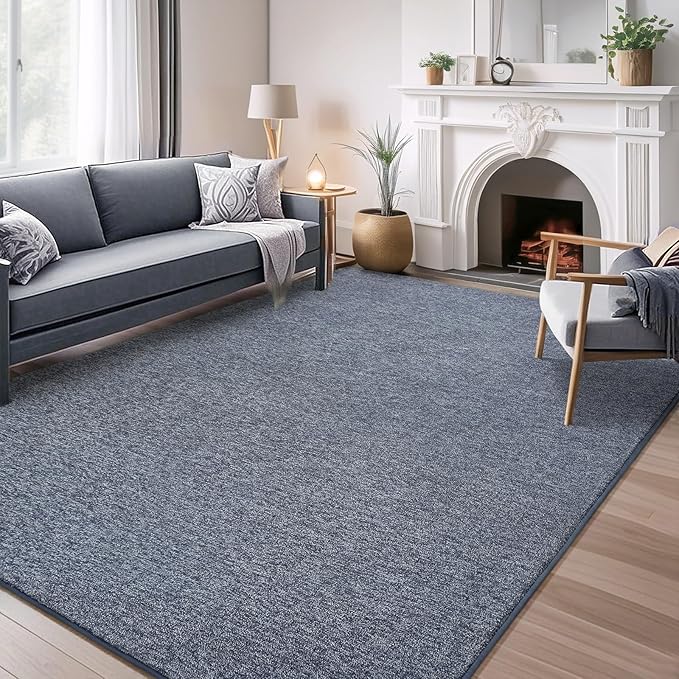 AROGAN Washable 4×6 Bedroom Rug, Modern Area Rugs with Soft Memory Foam for Living Room, Minimalist Non-Slip Indoor Floor Carpet for Dining Room Office Kids Playroom Decor, Navy Blue