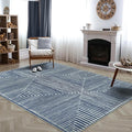 Bloom Rugs Washable Non-Slip 10x14 Rug - Blue Striped Area Rug for Living Room, Bedroom, Dining Room, and Kitchen - Exact Size: 10' x 14'