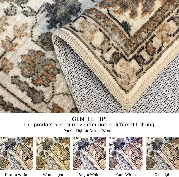 Bavni 2x6 Rug Runners for Hallways, Washable Runner Rug Non Slip,Vintage Floral Print Style Rugs for Bedroom-Lightweight Low Pile Carpet for Hallways Bathroom, Dark Espresso