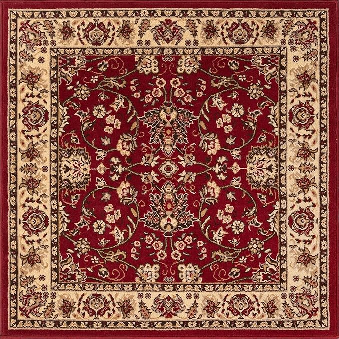 Unique Loom Sialk Hill Collection Area Rug - Washington (4' Square Burgundy/Cream)
