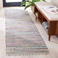 SAFAVIEH Rag Rug Collection Runner Rug - 2'3" x 8', Grey & Multi, Handmade Boho Stripe Cotton, Ideal for High Traffic Areas in Living Room, Bedroom (RAR121M)