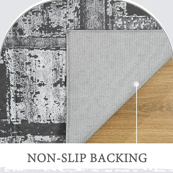 LOCHAS Washable Runner Rugs for Hallway, 2x6 Non Sip Soft Rug for Bedroom Entryway Kitchen Laundry Room, Long Abstract Carpet for Indoor Floor Bedside, Grey Geometric Vintage Decor, Pet & kid Friendly