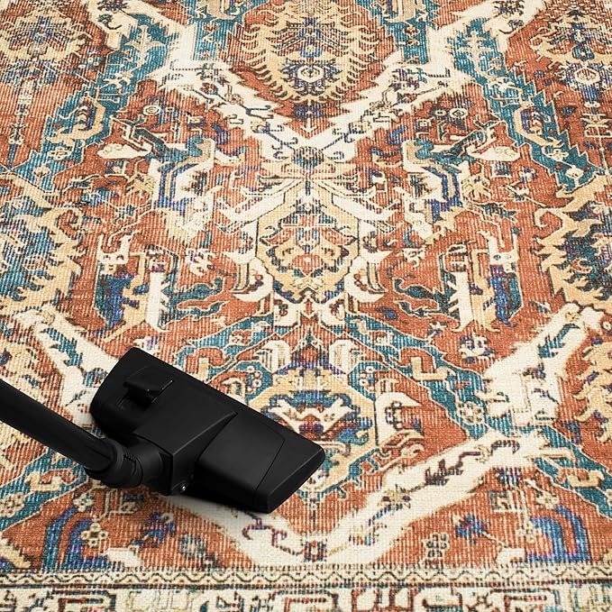 Keen Home Design 10x14 Rug - Machine Washable Area Rug with Non-Slip Backing, Ideal for Living Room, Dining Room, Bedroom - Vintage, Easy Clean, Durable, Low Pile Rug - (9'7" x 14')