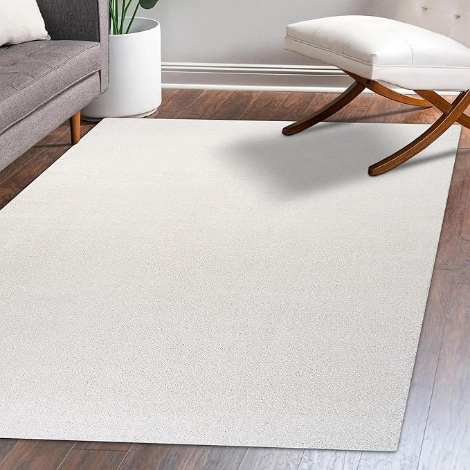 Eyely UES100T-9 Supersoft Haze Solid Low-Pile Indoor Area Rug Casual;Contemporary;Solid;Traditional, Bedroom, Kitchen, Living Room, Easy-Cleaning, Non-Shedding, 9 X 12, Cream