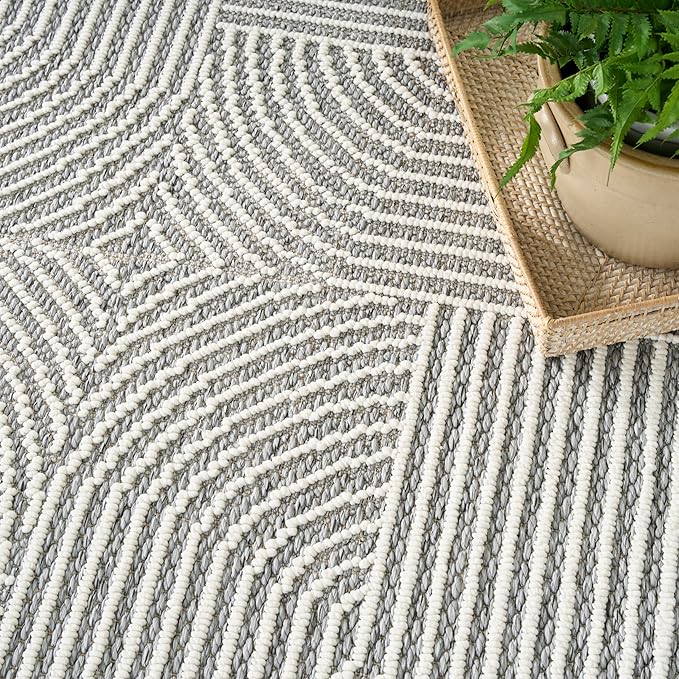 Nourison Home Textured Home Charcoal Ivory 5'3" x 7' Area Rug - Easy Clean, Non Shedding, Bed Room, Living Room, Dining Room, Kitchen (5' x 7')