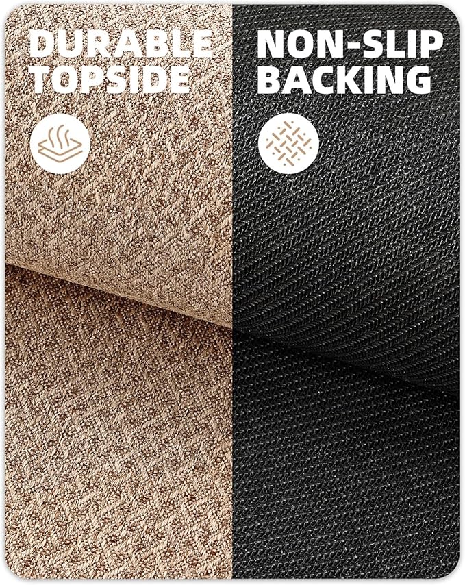 Color&Geometry Door Mat 3'x12' Runner Rug with Rubber Backing, Non Slip Washable Hallway Runner Kitchen Runner Rug, Carpet Runners for Hallway Living Room Bedroom, Beige (Rolled-up NO Creases)