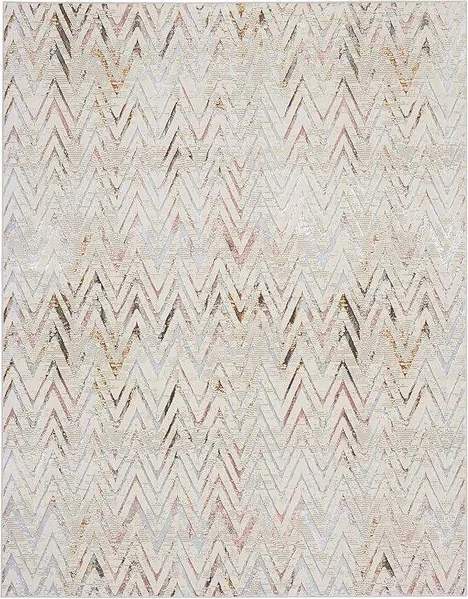 Nourison Home Glam Multicolor 7'10" x 9'10" Area Rug - Easy Clean, Non Shedding, Bed Room, Living Room, Dining Room, Kitchen (8' x 10')