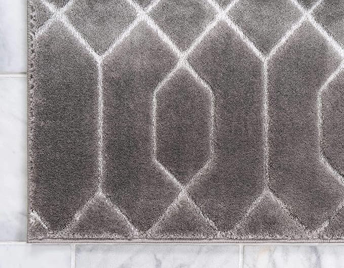 Unique Loom Glam Collection Area Rug - Trellis (10' x 14' 1" Rectangle, Gray Silver/ Silver)