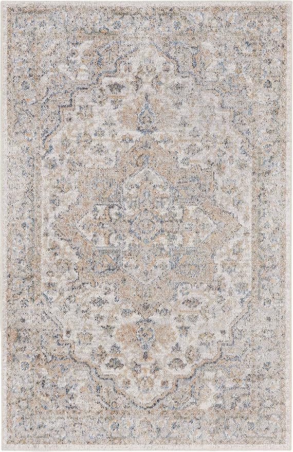 Nourison Home Astra Machine Washable Silver Grey 3'3" x 5' Area Rug - Easy Clean, Non Shedding, Bed Room, Living Room, Dining Room, Kitchen (3' x 5')