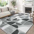 MUJOO Washable Rug 8x10,Large Area Rugs for Living Room Bedroom Dining Room,Boho Throw Floor Carpet Non Slip Soft Modern Abstract Black and Grey