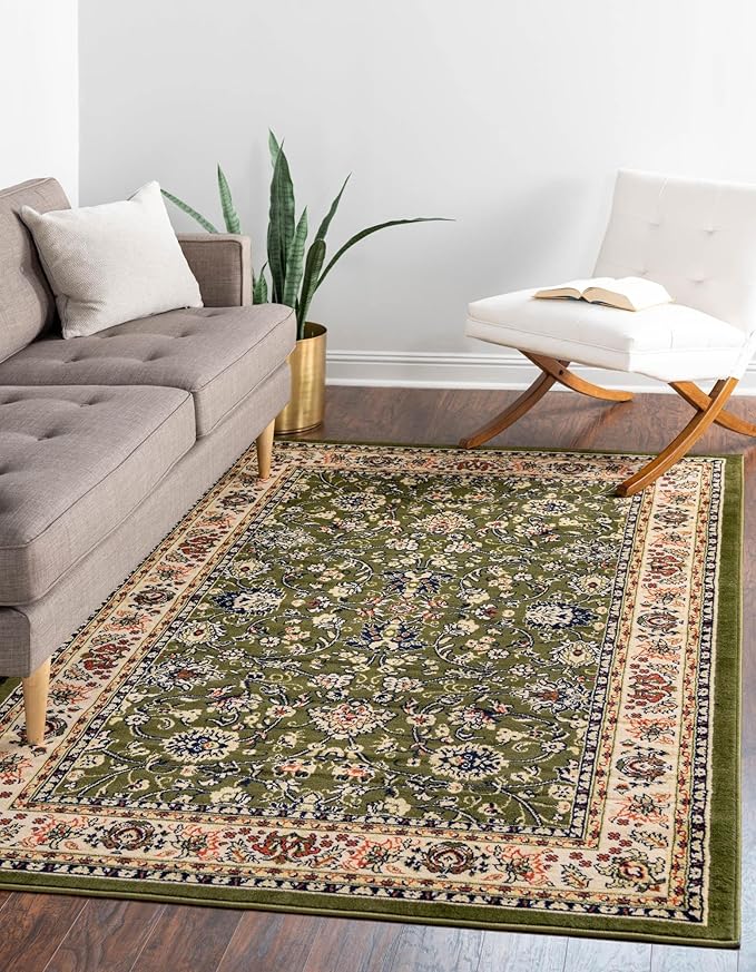 Unique Loom Sialk Hill Collection Area Rug - Washington (7' 1" x 10' Rectangle Green/Hunter Green)