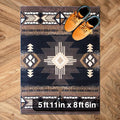 YHSF South West Native American Area Rug C318 - Easy Clean, Thick, Soft, Durable Native Tribal American Indian Inspired Rug for Bedroom/Living Room and more - Black, 5 Feet 11 Inches x 8 Feet 6 Inches