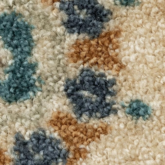 Maples Rugs Reggie Floral Runner Rug - Made in USA - Washable, Non Slip Indoor Carpet for Kitchen, Hallway, and Laundry Room, 2'6" x 6', Beige