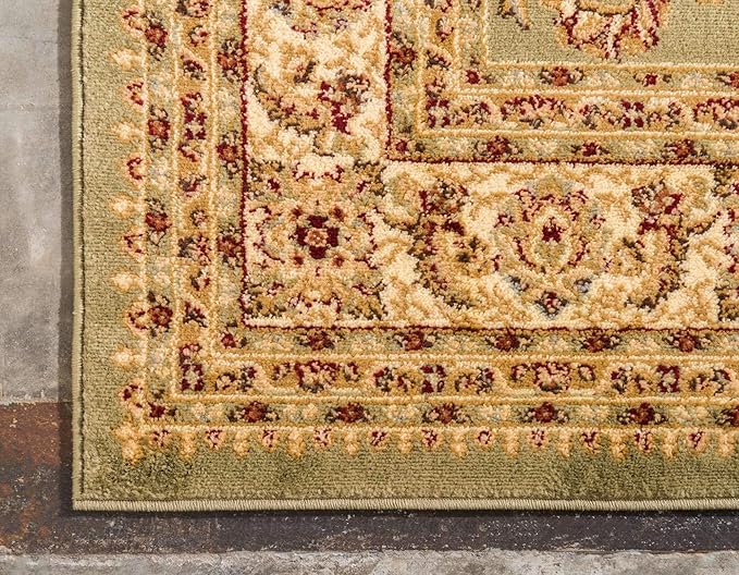 Unique Loom Voyage Collection Traditional Oriental Classic Intricate Design Area Rug (4' 0 x 4' 0 Square, Green/Ivory)