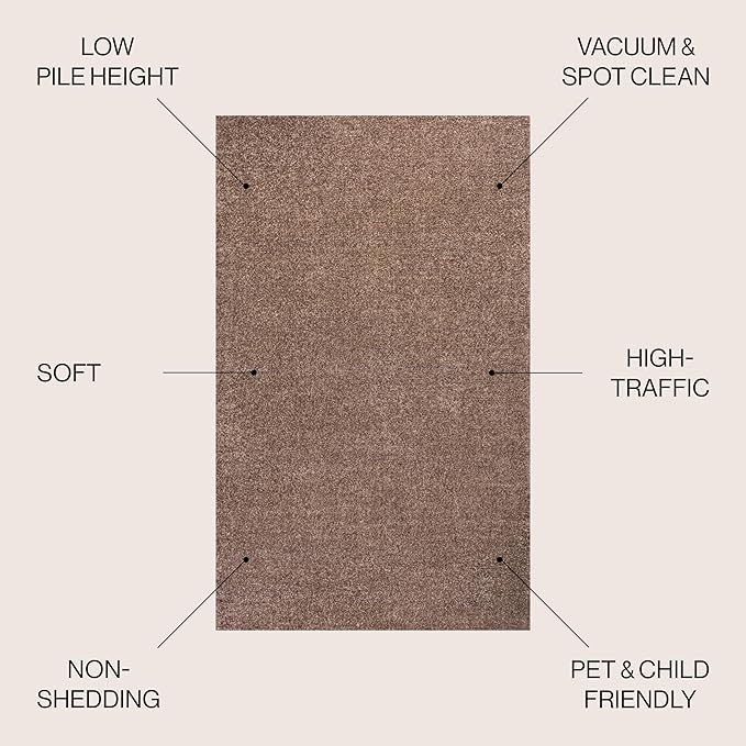 JONATHAN Y Haze Solid Low-Pile Brown Indoor Area Rug 9x12, Coastal,Bohemian,Minimalist,Classic, Easy-Cleaning for Living Room,Bedroom,Kitchen,Pet Friendly,Non-Shedding (SEU100J-9)