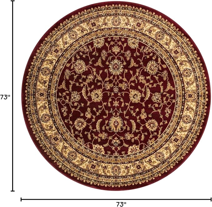 Unique Loom Voyage Collection Traditional Oriental Classic Intricate Design Area Rug (6' 0 x 6' 0 Round, Red/Gold)