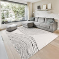 GLN Rugs Contemporary Collection - Machine Washable Area Rug, Contemporary Washable, Non Slip, Low Pile Chenille Rug, Living Room, Bedroom, Kitchen Rug (8' x 10' Beige Black)