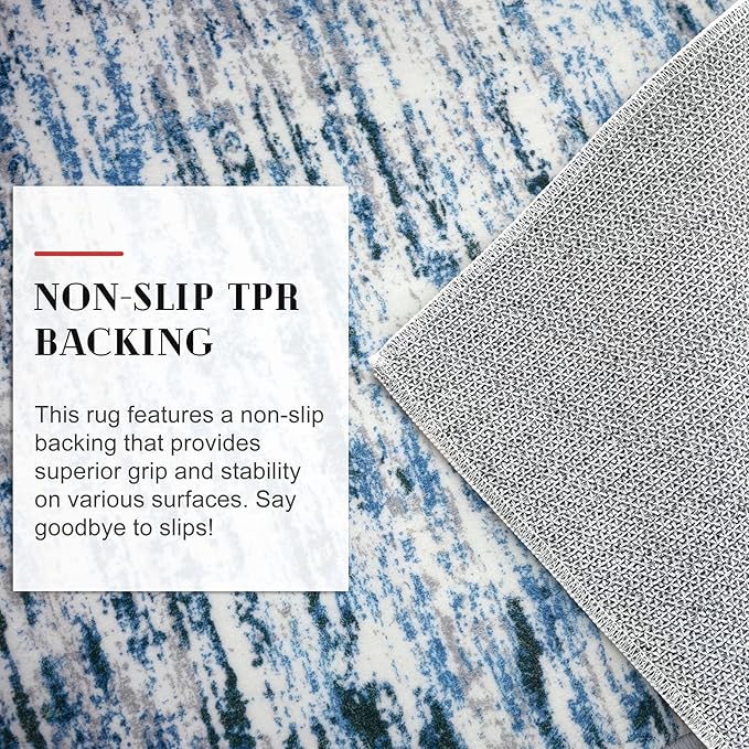 Modern Abstract Small Area Rug Indoor 3x5 Washable Rug Non-Slip Soft Entryway Rug Grey Blue White Kitchen Mats Thin Print Faux Wool Floor Carpet Throw Rugs for Entrance Bedroom Home Decor