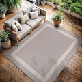 CAMILSON Outdoor Rug 5x7,Modern Outside Rugs for Patios Porches Waterproof Durable Washable Non-Shedding, Easy-to-Clean Indoor Outdoor Area Carpet (5 x 7, Bordered - Gray/White)
