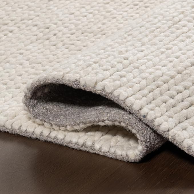 Nuloom Penelope Off-White/Ivory, 6' Square, Hand-Braided, Wool & Cotton, Soft and Textured, High Traffic, Stain Resistant, Easy Clean, Durable Area Rug for Bedroom, Living Room, Dining, Entryway