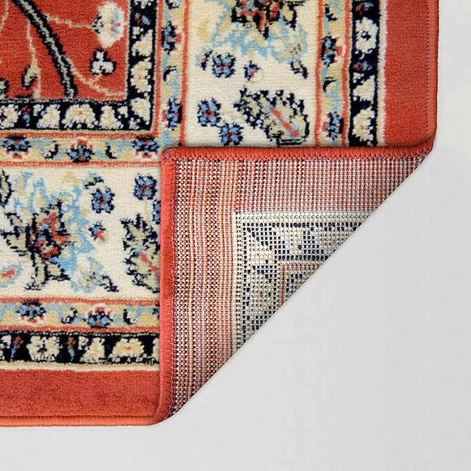 Rugs.com Yasmin Collection Rug – 10 Ft Runner Terracotta Medium Rug Perfect for Hallways, Entryways