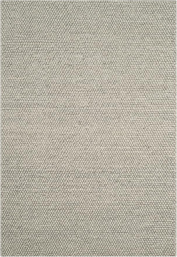 SAFAVIEH Area Rug 4x6 - Natura Collection - Silver, Handmade Wool Blend, Textured Design, Ideal for Living Room, Bedroom, Dining Space (NAT620C)